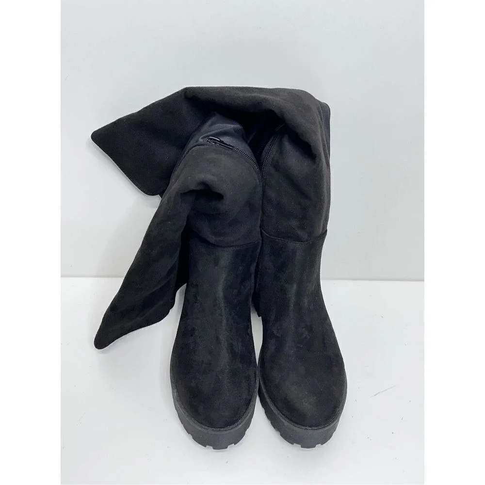 Dirty Laundry Black Over The Knee Lug‎ Sole Stretch Boot Womens Size 6.5